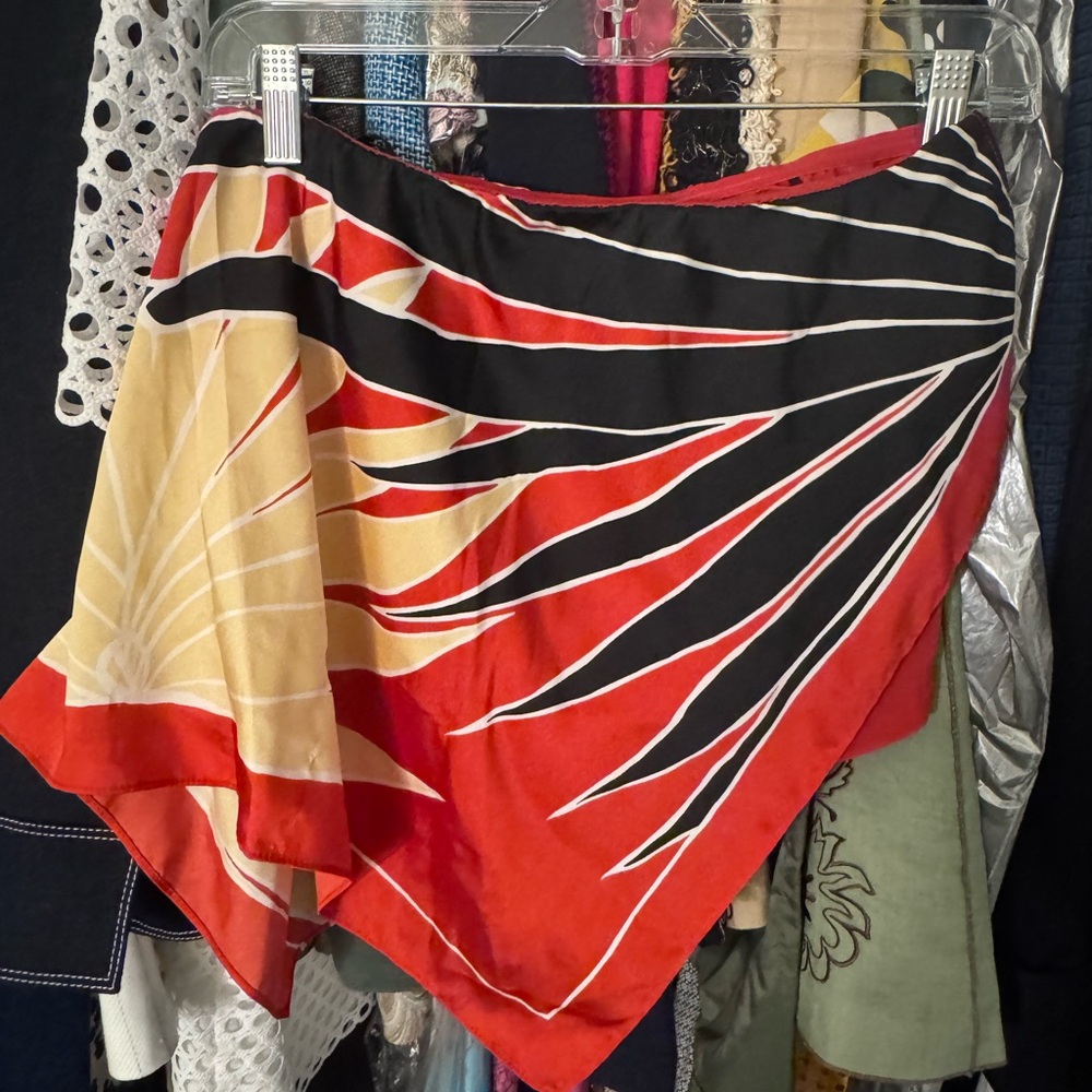 RACHEL Rachel Roy Orange, Cream, and Black Asymmetrical Top